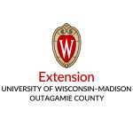 A red and gold shield with a w in the middle. The words: Extension University of Wisconsin-Madison Outagamie County