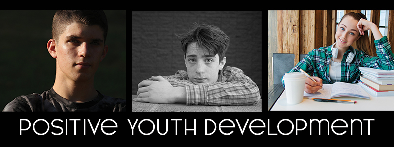 Three teens and the words "positive youth development"